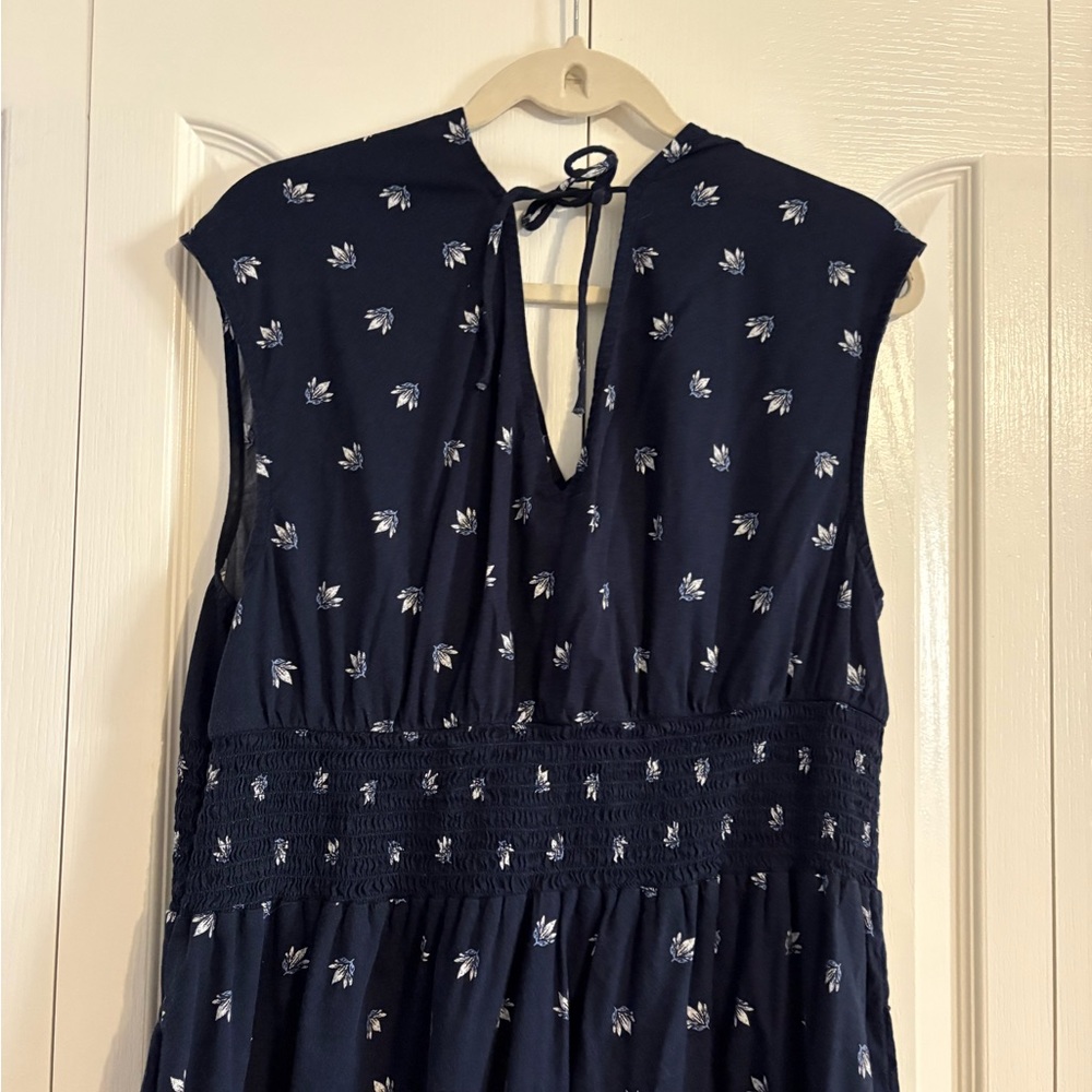 Old Navy Dark Blue Dress with White Floral Accents